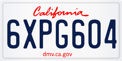 CA license plate 6XPG604