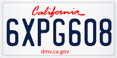 CA license plate 6XPG608