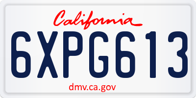 CA license plate 6XPG613