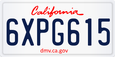 CA license plate 6XPG615