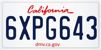 CA license plate 6XPG643