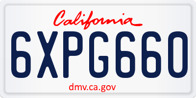 CA license plate 6XPG660
