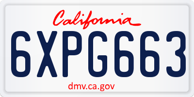 CA license plate 6XPG663
