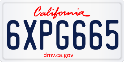 CA license plate 6XPG665