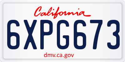 CA license plate 6XPG673