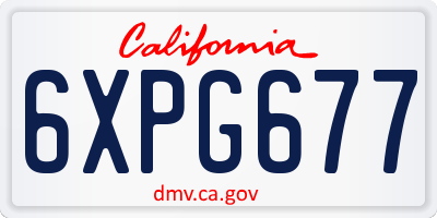 CA license plate 6XPG677