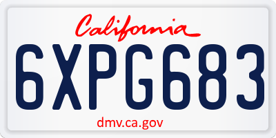 CA license plate 6XPG683