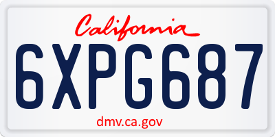 CA license plate 6XPG687