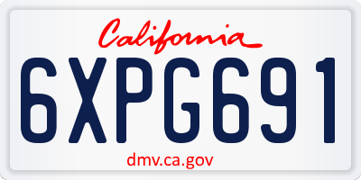 CA license plate 6XPG691