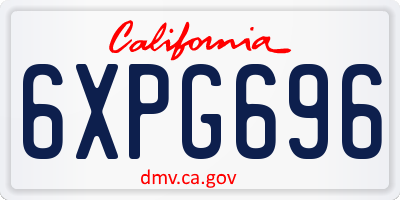 CA license plate 6XPG696