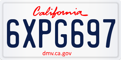 CA license plate 6XPG697