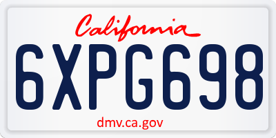 CA license plate 6XPG698