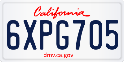 CA license plate 6XPG705