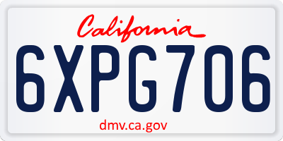 CA license plate 6XPG706