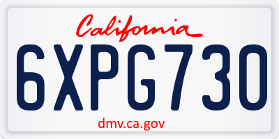 CA license plate 6XPG730