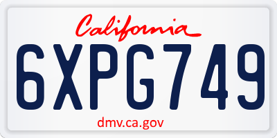 CA license plate 6XPG749