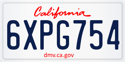 CA license plate 6XPG754