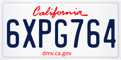 CA license plate 6XPG764