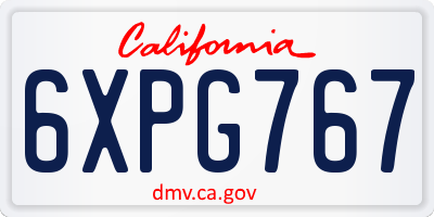 CA license plate 6XPG767