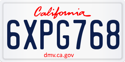 CA license plate 6XPG768