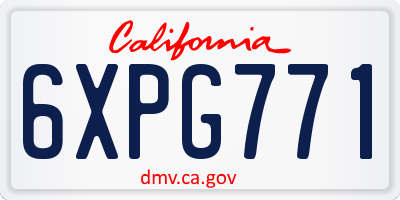 CA license plate 6XPG771