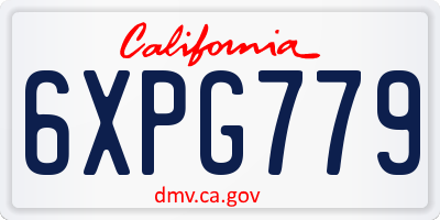 CA license plate 6XPG779