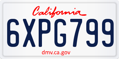 CA license plate 6XPG799