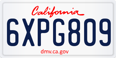 CA license plate 6XPG809