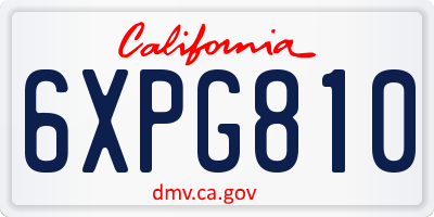 CA license plate 6XPG810