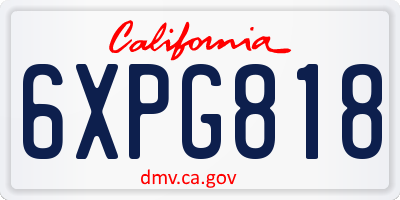 CA license plate 6XPG818