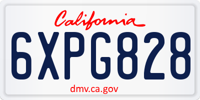 CA license plate 6XPG828