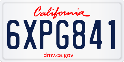 CA license plate 6XPG841