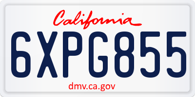 CA license plate 6XPG855