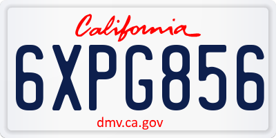 CA license plate 6XPG856