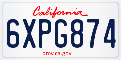 CA license plate 6XPG874