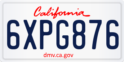 CA license plate 6XPG876