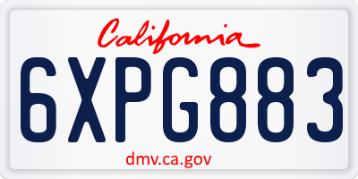 CA license plate 6XPG883