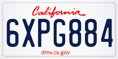 CA license plate 6XPG884