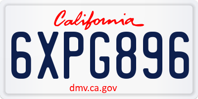 CA license plate 6XPG896