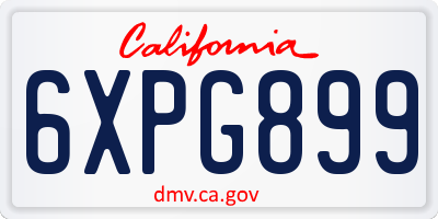 CA license plate 6XPG899