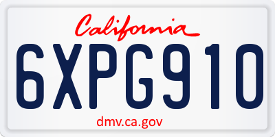 CA license plate 6XPG910