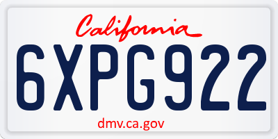 CA license plate 6XPG922