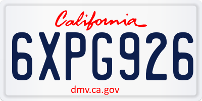CA license plate 6XPG926