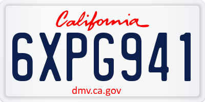 CA license plate 6XPG941