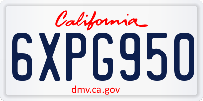CA license plate 6XPG950