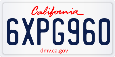 CA license plate 6XPG960