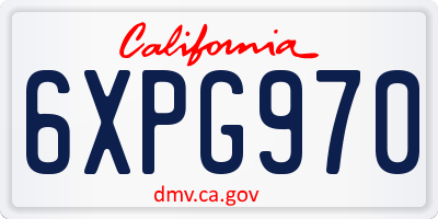 CA license plate 6XPG970