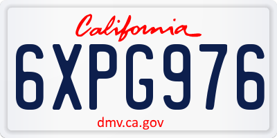 CA license plate 6XPG976