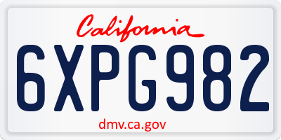 CA license plate 6XPG982