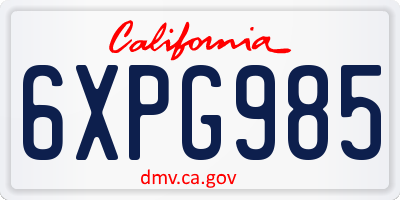 CA license plate 6XPG985